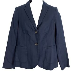 Talbots Womens Navy Blue Cotton Blend Suit Jacket Career Lined Blazer sz 4